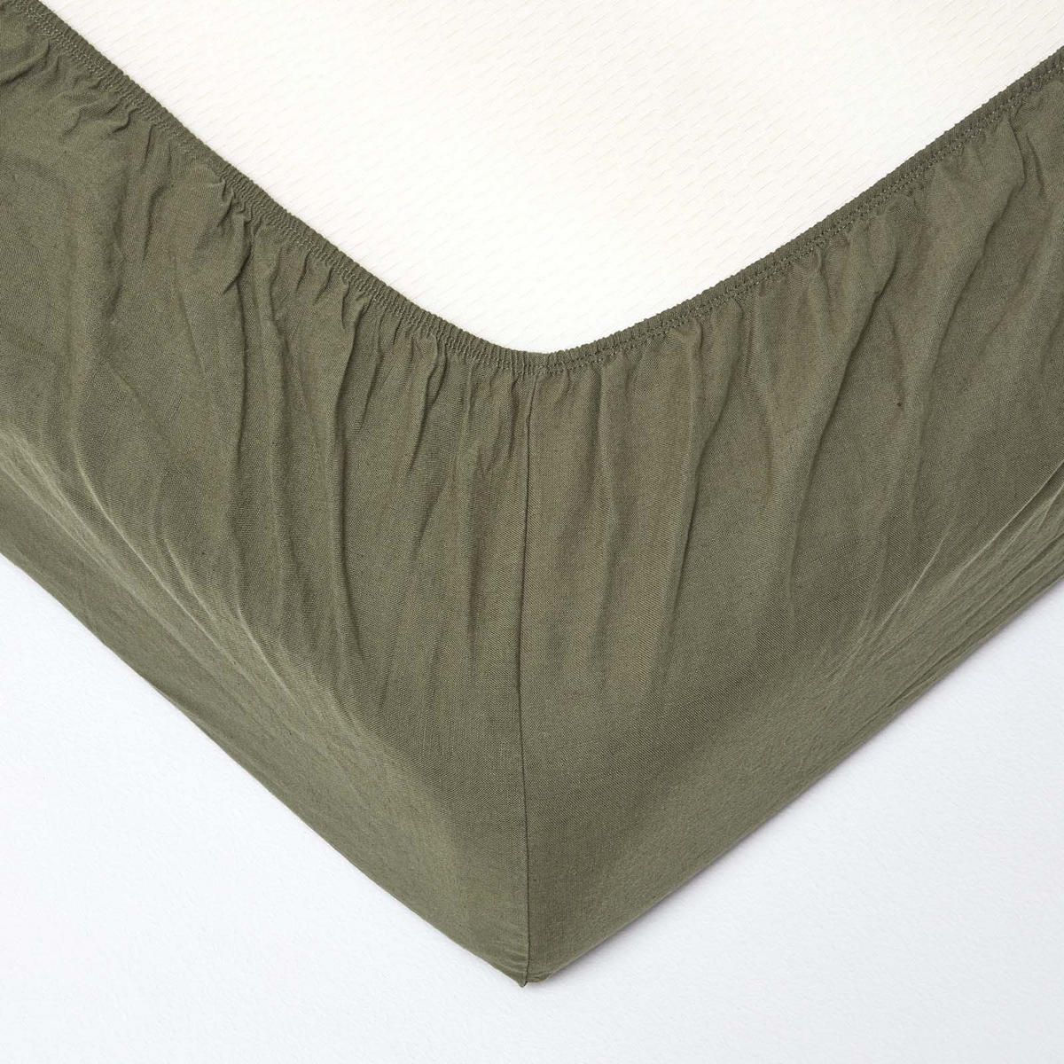 LEINEN-SPANNBETTLAKEN extra hoch, 60% Leinen & 40% Baumwolle - Olivgrün, Textil (150/200cm) - Homescapes