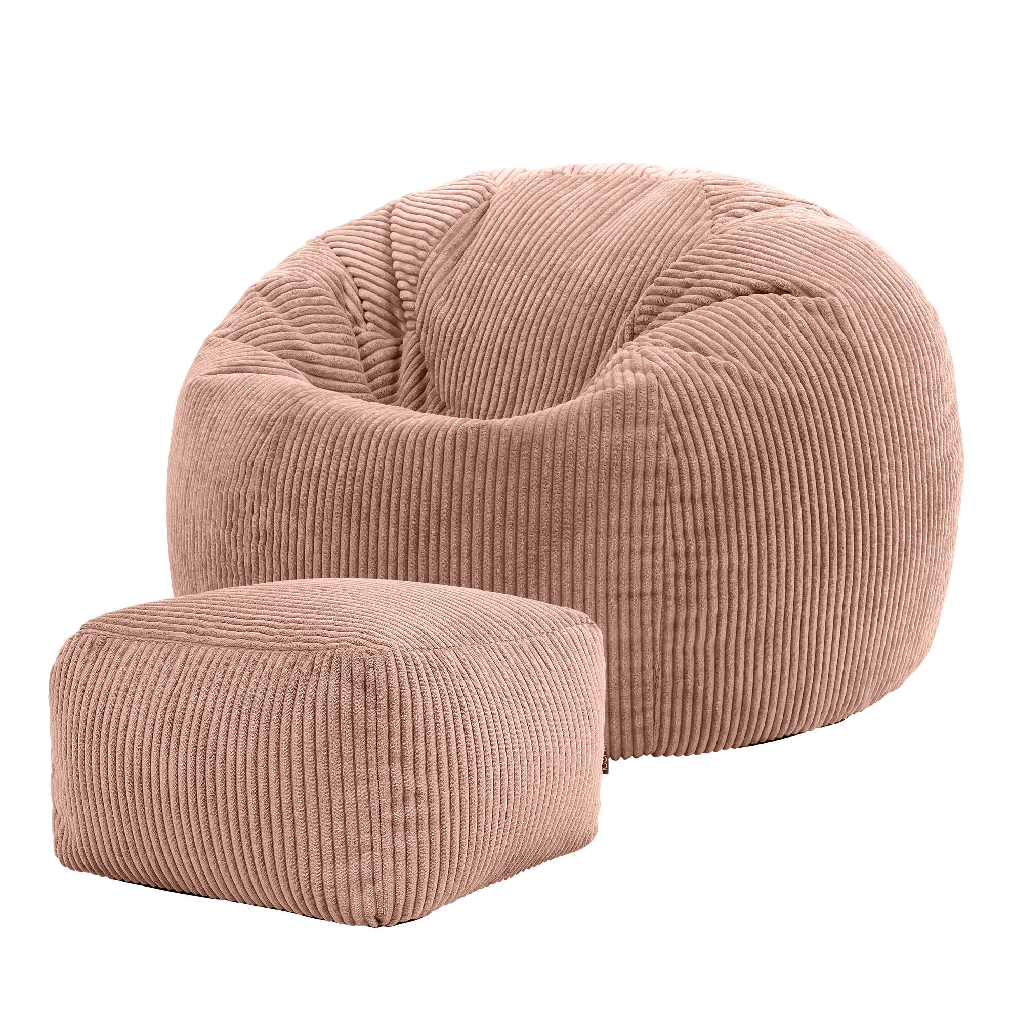 SITZSACK Klassisch + Hocker, Cord - Pink, Kunststoff/Textil (85/50/85cm) - icon