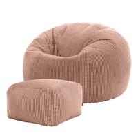 SITZSACK Klassisch + Hocker, Cord - Pink, Kunststoff/Textil (85/50/85cm) - icon