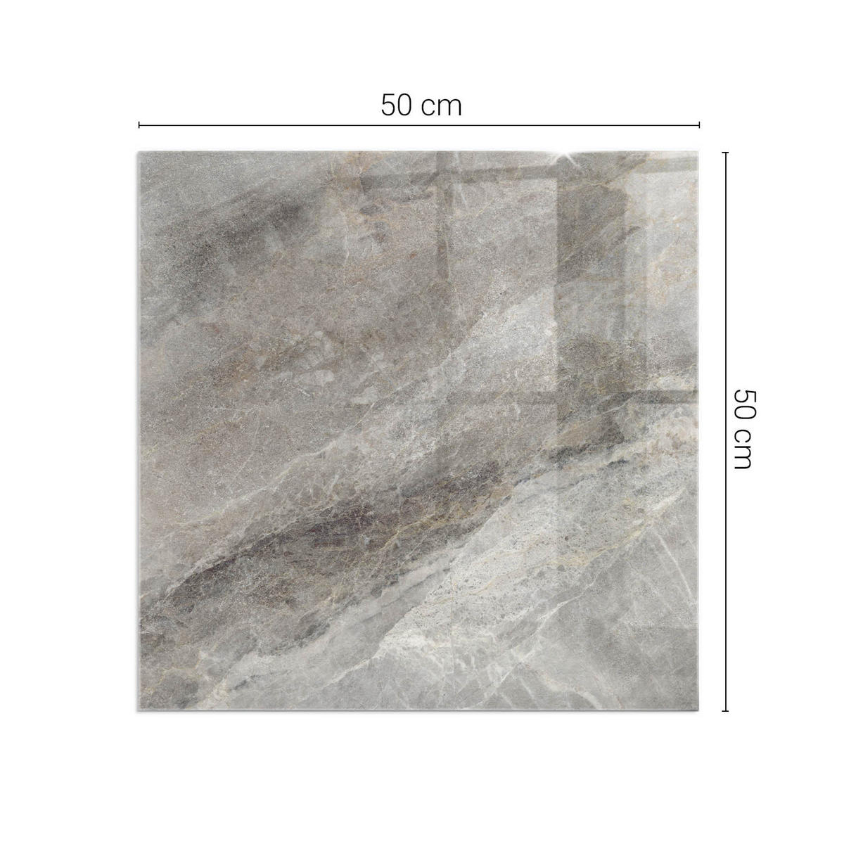 GLASPLATTE für Kamin 50 × 50 cm Grau - Grau, Glas (50/50/0.4cm) - ArtPrintCave