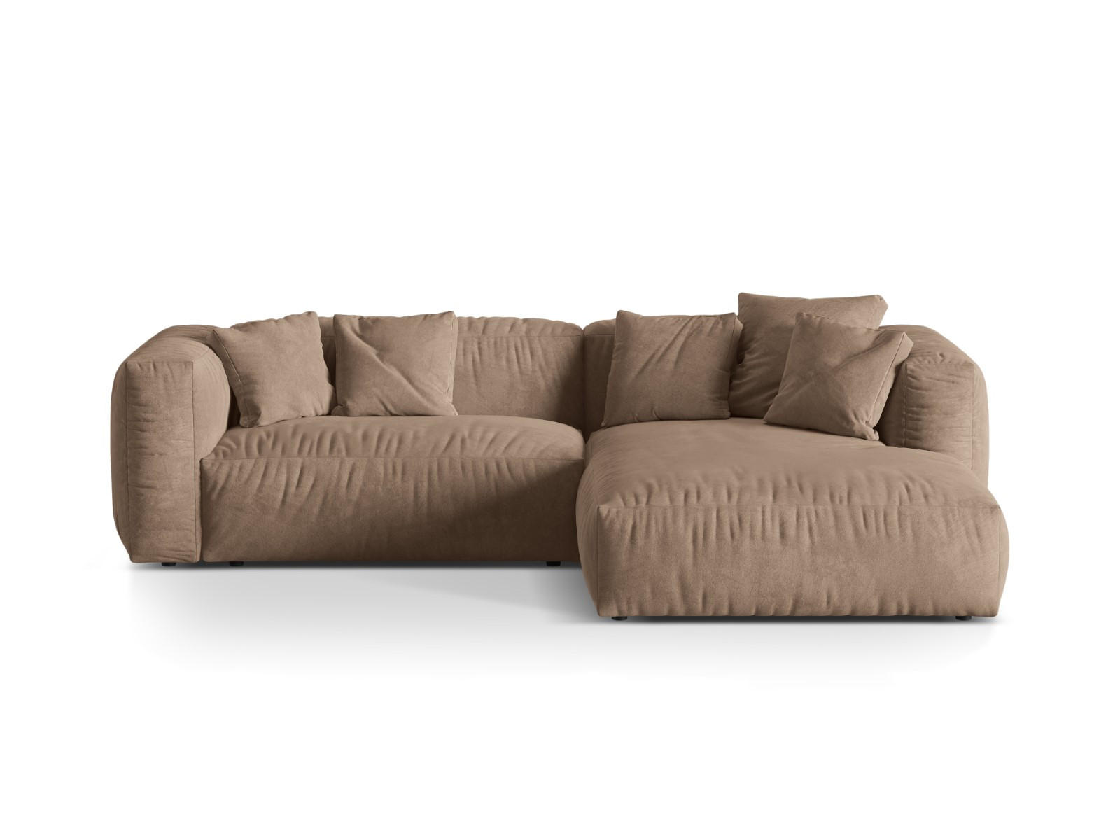 ECKSOFA modular rechts Martina aus Samt dunkelbeige 2 Sitzplätze - Mokka, Textil (176/283cm) - Micadoni