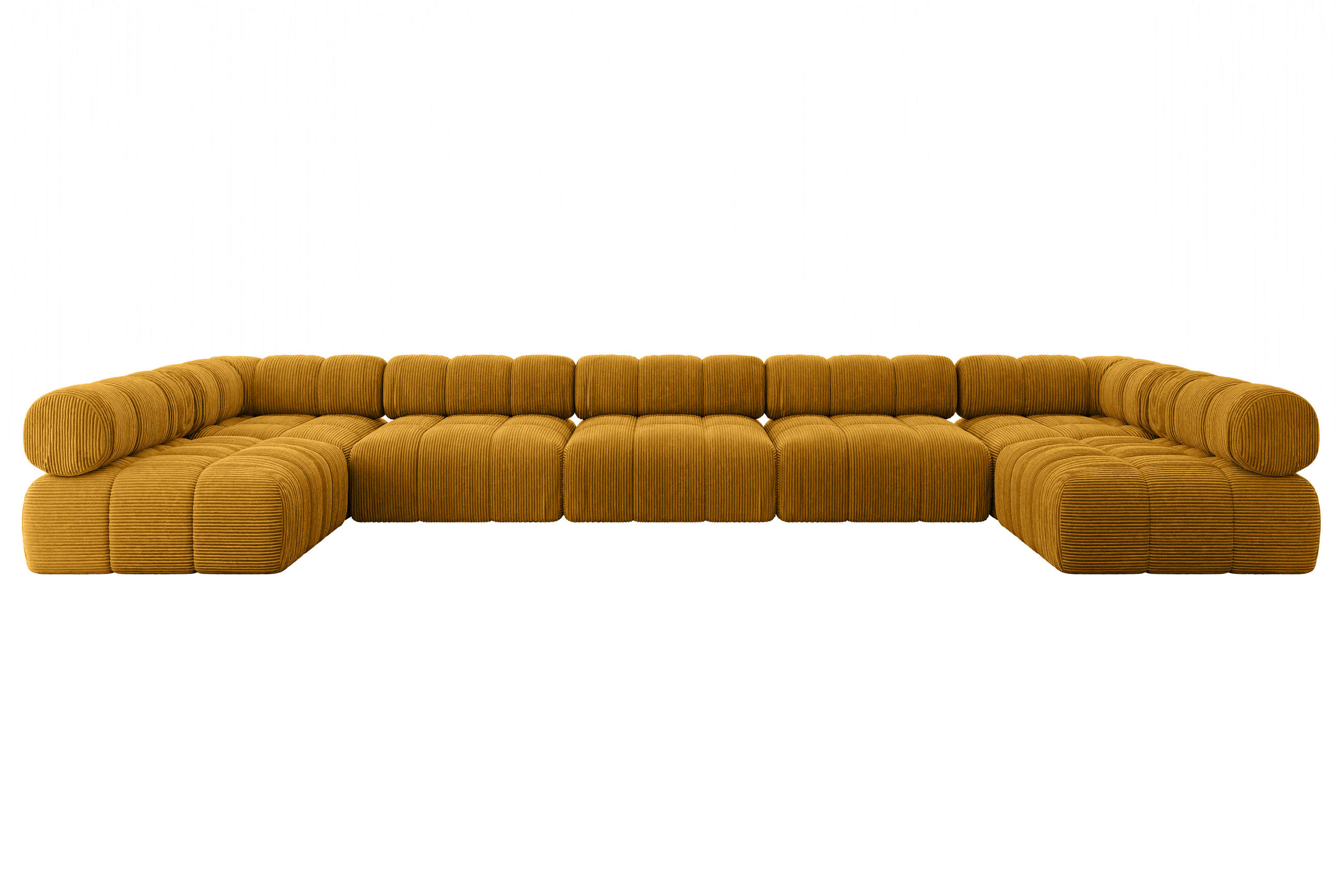 WOHNLANDSCHAFT modulares Sofa Garvo-U3 - 475x190x70 cm Senfgelb Cord - Currygelb, Holzwerkstoff/Textil (475/70/190cm) - ALTDECOR