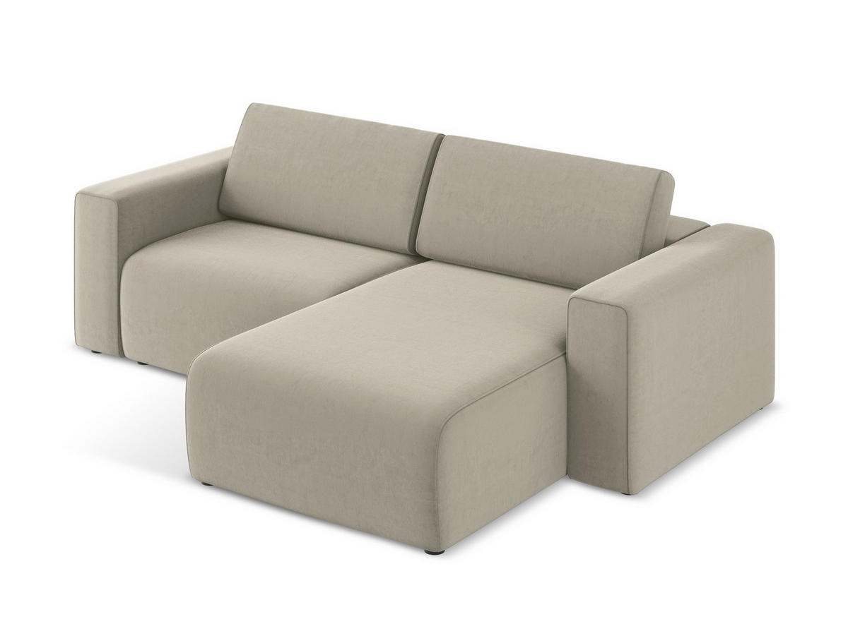 ECKSOFA Rechts Samt Stoff Creme - Perlmutt/Lila, Kunststoff/Textil (224/167cm) - Makamii