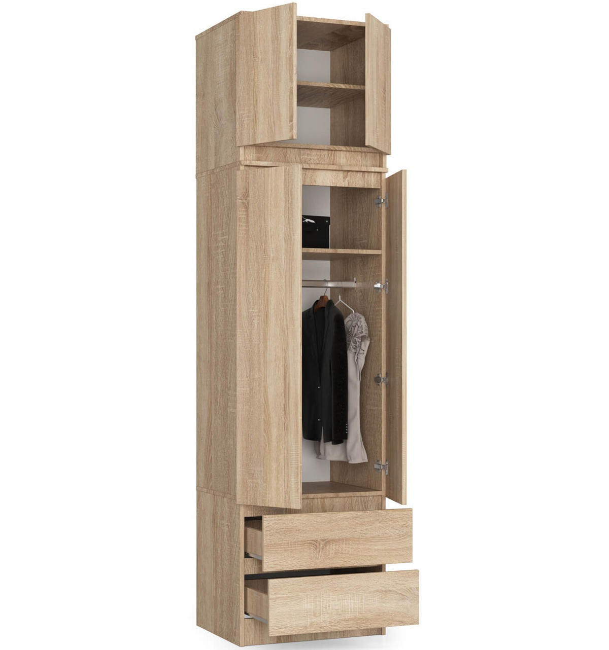 KLEIDERSCHRANK AUFSATZSCHRANK Sonoma-Eiche 60x51x55cm - Sonoma Eiche, Holzwerkstoff (60/55/51cm) - Akord