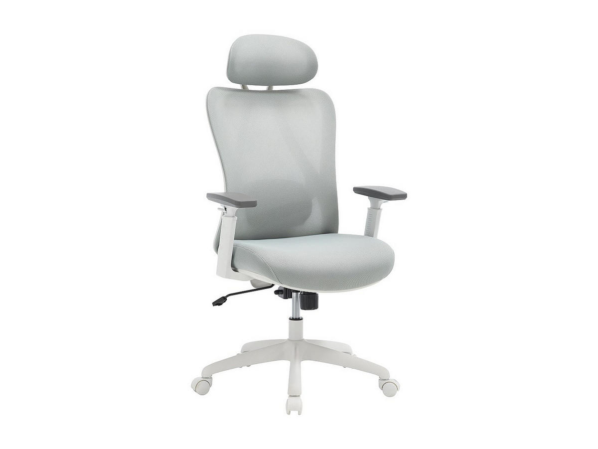 BÜROSESSEL - 63 x 67 - stoff - grau, weiß Sorlita - Weiß, Textil (63/121/67cm) - Vente-Unique