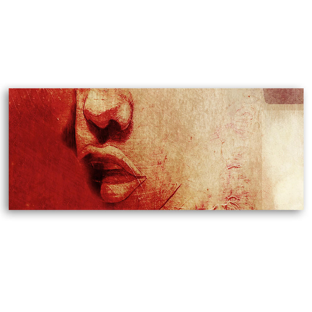 WANDBILD weiblicher mund abstrakt - Rot, Textil (90/30cm) - Feeby