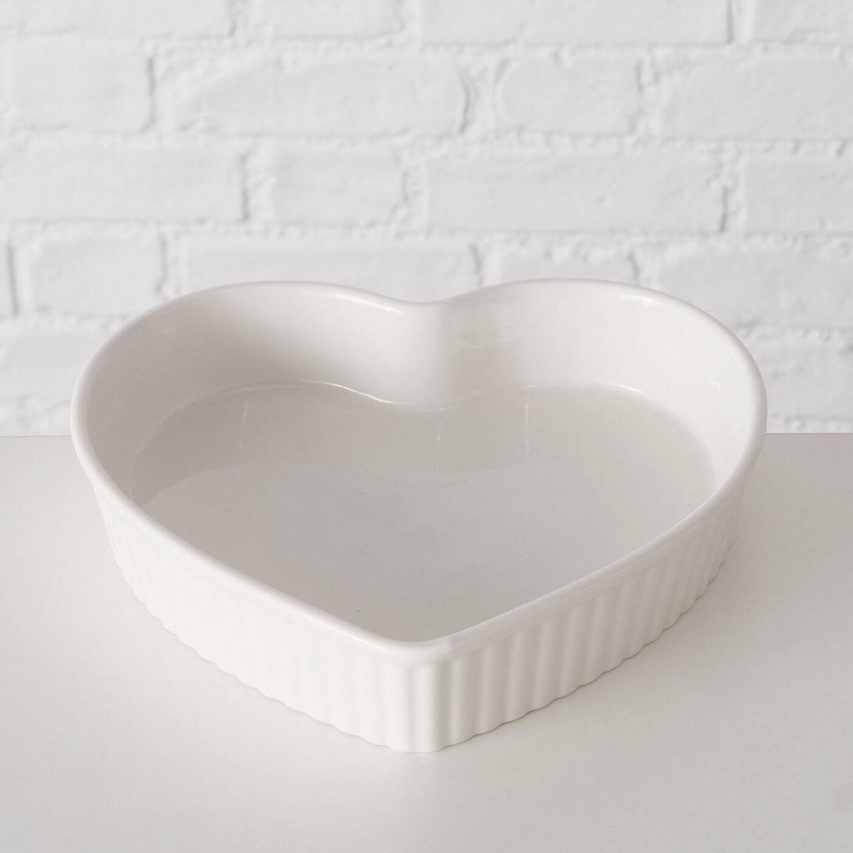 BACKFORMEN Herzform 2er-Set - Weiß, Keramik (22/4.5/22cm) - Boltze Home