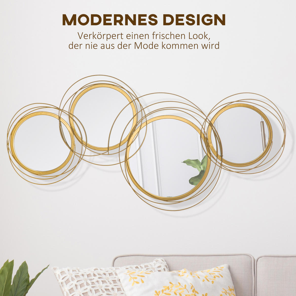 WANDSPIEGEL 107/4/56 cm gold aus Metall mit Haken - Goldfarben, Metall (4/56/107cm) - OKWISH
