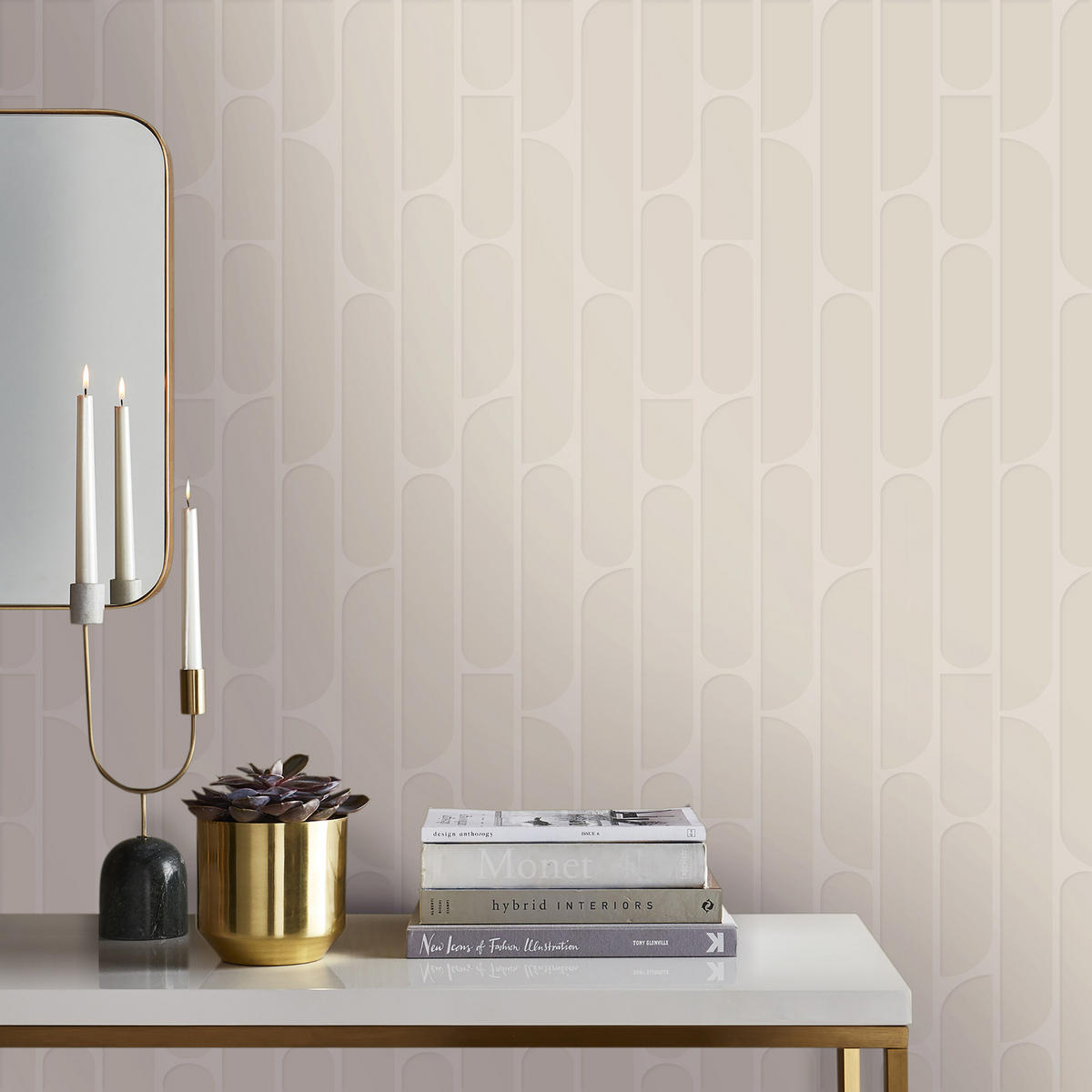 VLIESTAPETE Geo Retro - Beige, Papier/Kunststoff (52/1000cm) - Sublime