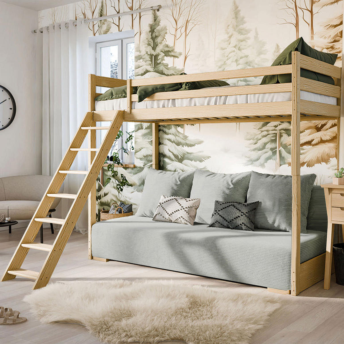 HOCHBETT 90/200 Orlane Holz und Grau - Braun, Holz (90/200cm) - Petits-meubles