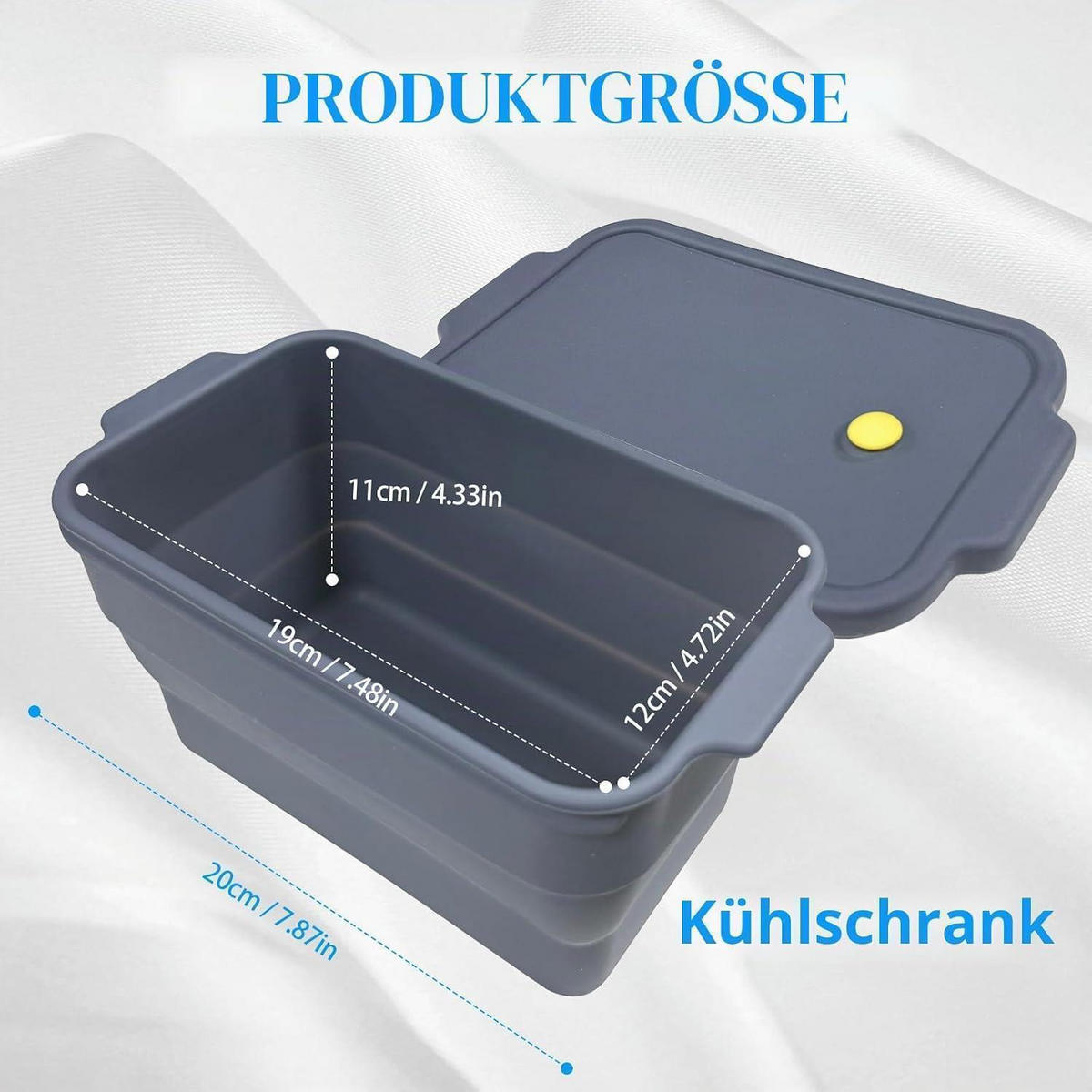 BROTBACKFORM Silikon faltbar mit Deckel Grau 22.5*12.5*12.5cm - Grau, Kunststoff (12.5/12.5/22.5cm)
