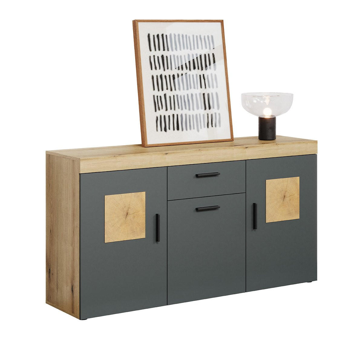 SIDEBOARD Tyler Anthrazit - Anthrazit, Holzwerkstoff (160/86/42cm) - Trendteam