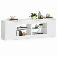 TV-LOWBOARD aus Spanplatte und Glas 140x35x42 cm Weiß mit 6 Fächern - Weiß, Glas (140/42.5/35cm) - IVMEU
