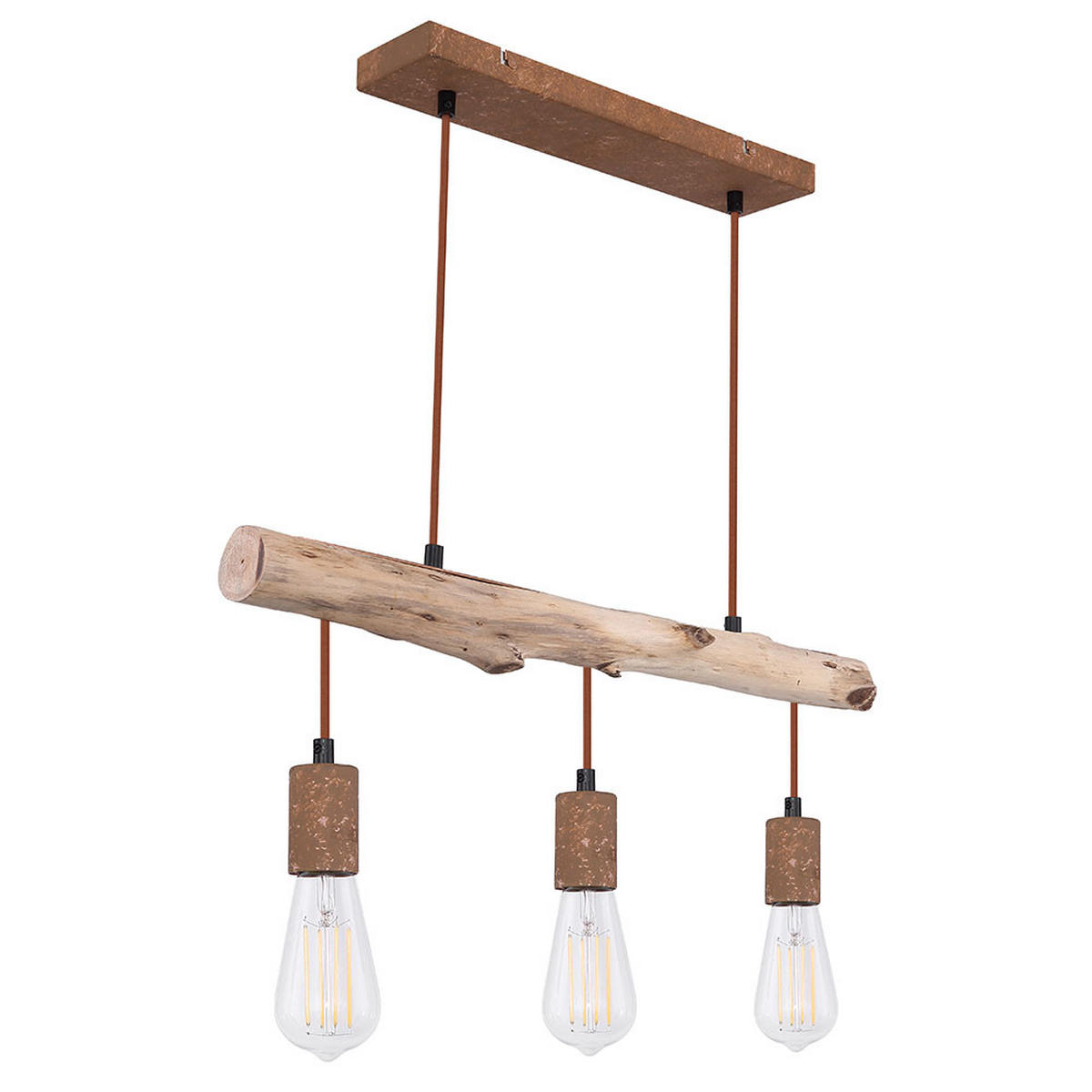 LED HÄNGELEUCHTE Jakob Braun Holzoptik - Braun, Holz (60/8.5/140cm) - Globo Lighting