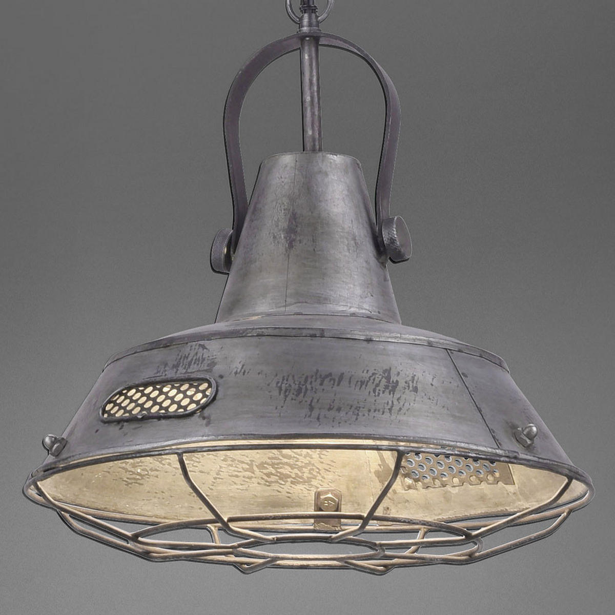 LED HÄNGELEUCHTE Metall Silber Industrie Laterne - Silberfarben, Metall (38/38/120cm)