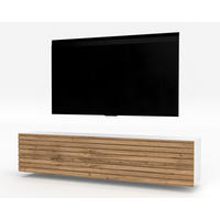LOWBOARD ZIVOLLI 160 Weiß, Wotan Lamellen 160/34/40 cm – TV-Hängeschrank mit Lamellenfront - Hellbraun/Weiß, Holzwerkstoff/Kunststoff (160/34/40cm) - AX Living