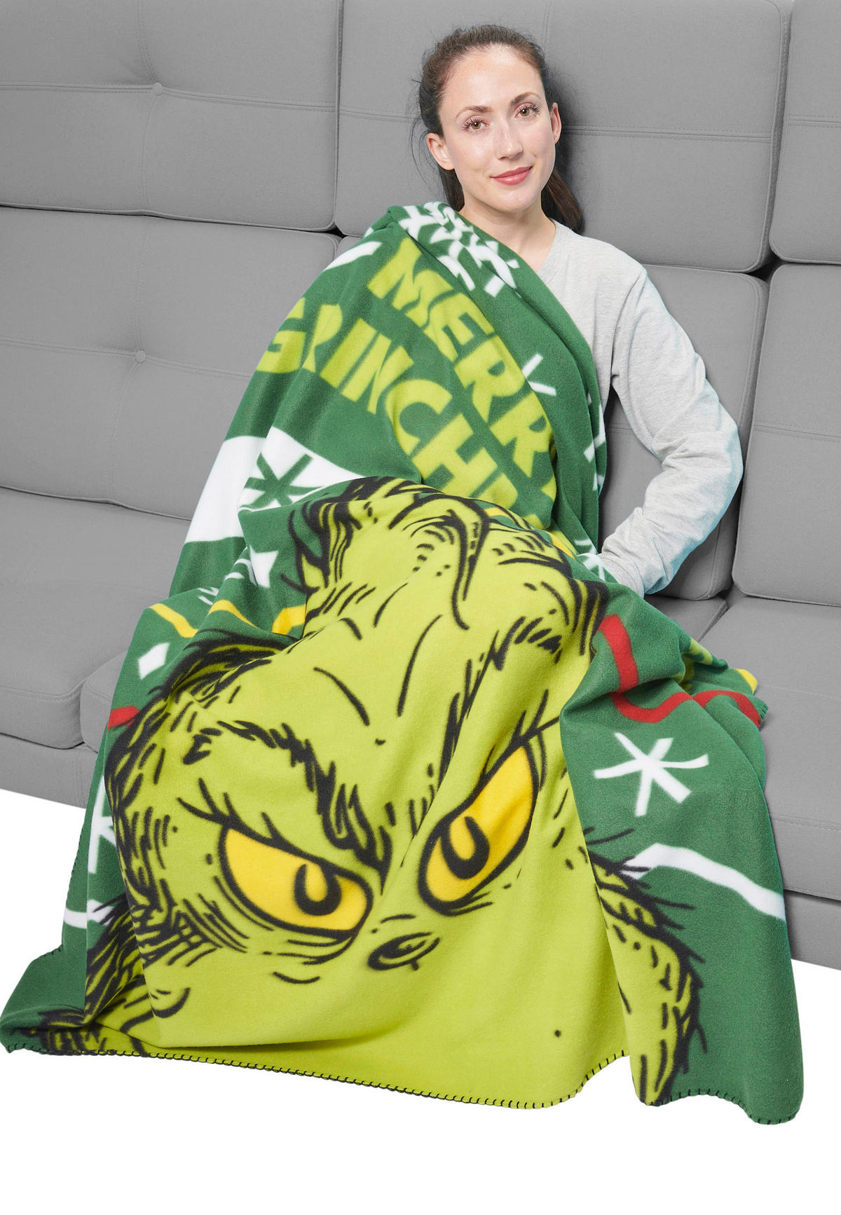 KUSCHELDECKE The Grinch Merry Grinchmas Grün 130 x 170 cm - Grün, Textil (130/170cm) - United Labels
