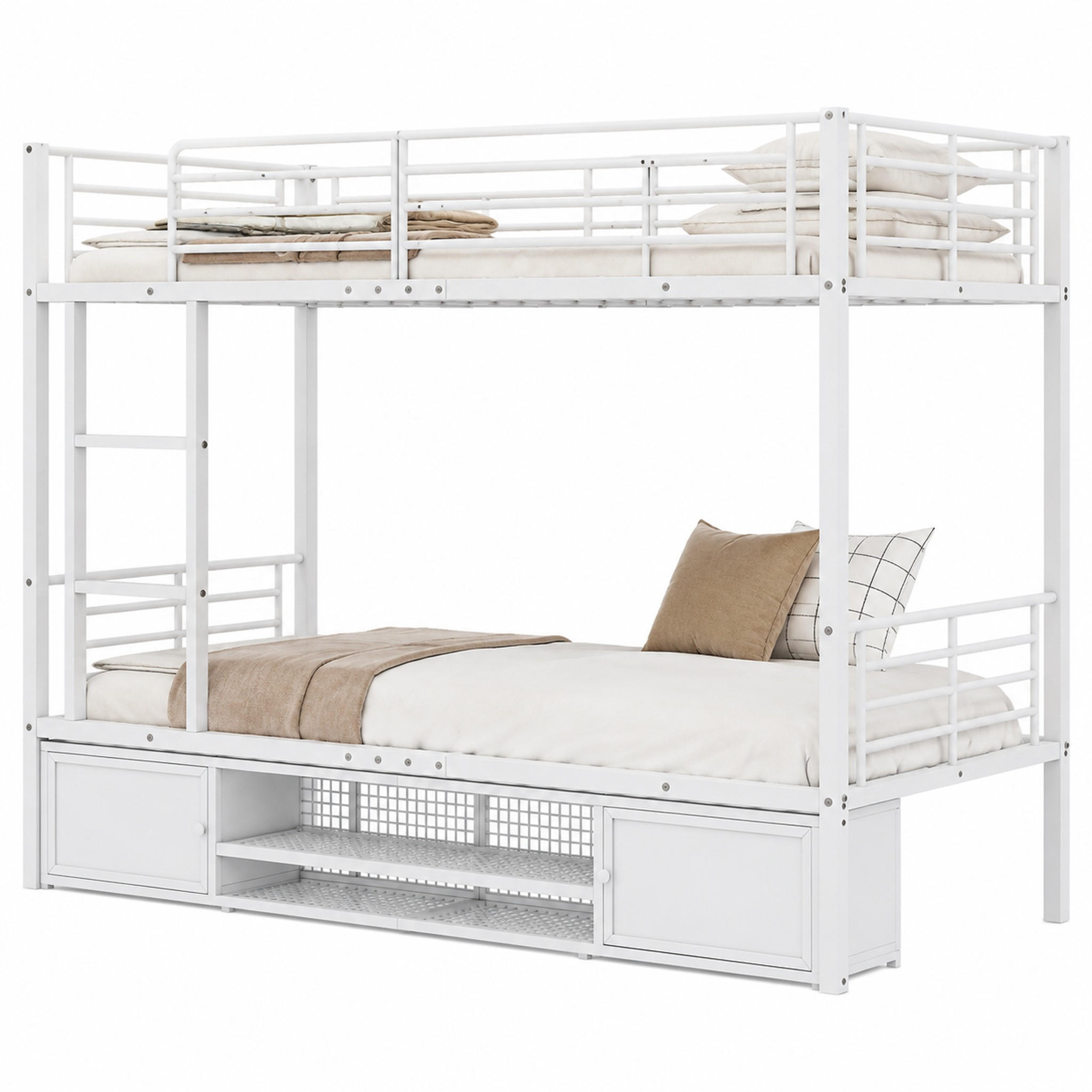 ETAGENBETT mit Schuhablage 90x200 cm Metall Weiß - Weiß, Metall (90/200cm) - Meubliv