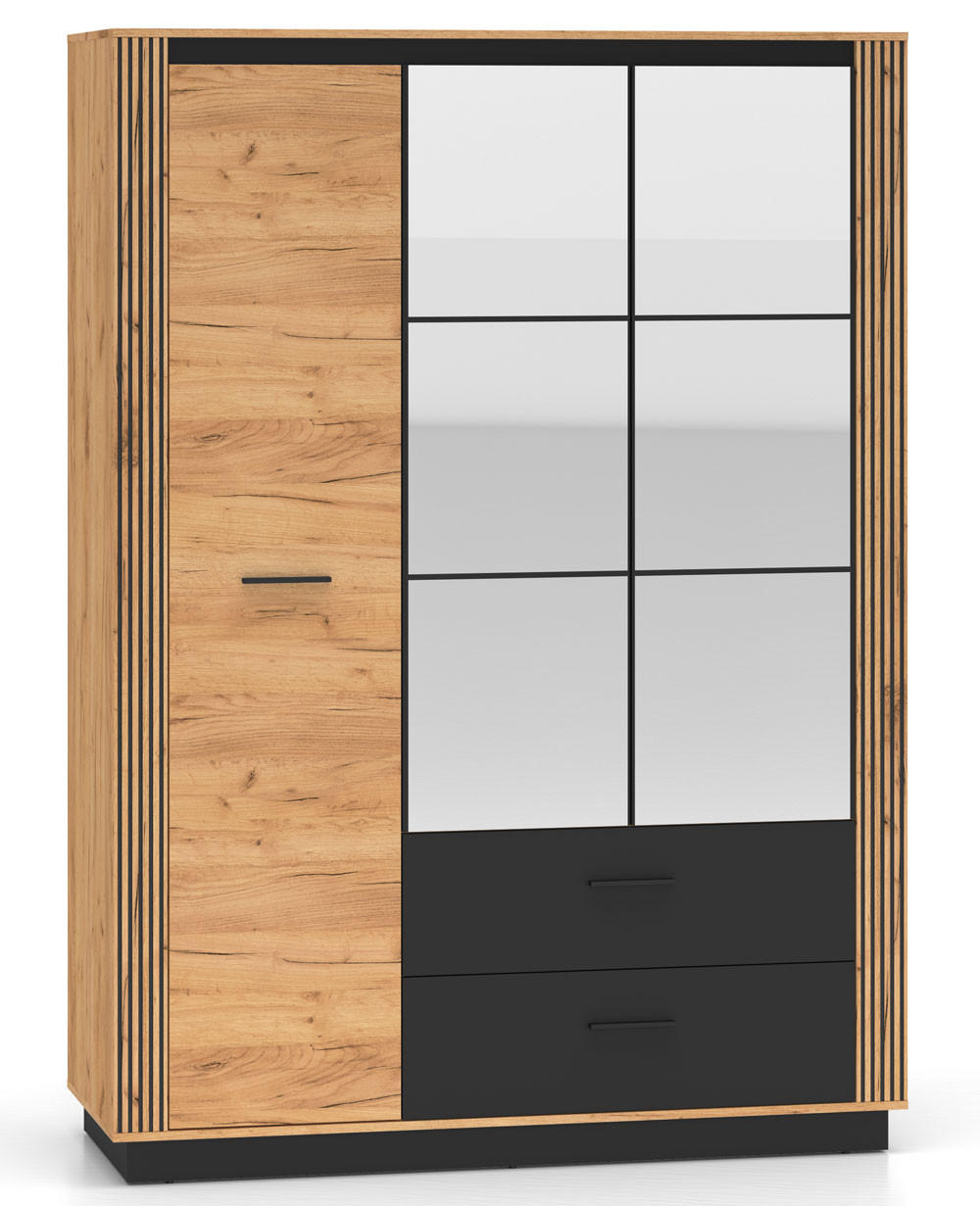 KLEIDERSCHRANK Urso Gold Craft Eiche / Schwarz 150 / 58 / 210 cm - Eichefarben/Schwarz, Holz/Holzwerkstoff (150/210/58cm) - Feldmann-Wohnen