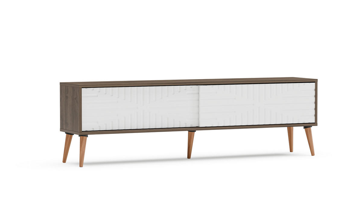 TV-LOWBOARD Riso - Braun/Weiß, Holzwerkstoff (180/54/35cm) - Decorotika