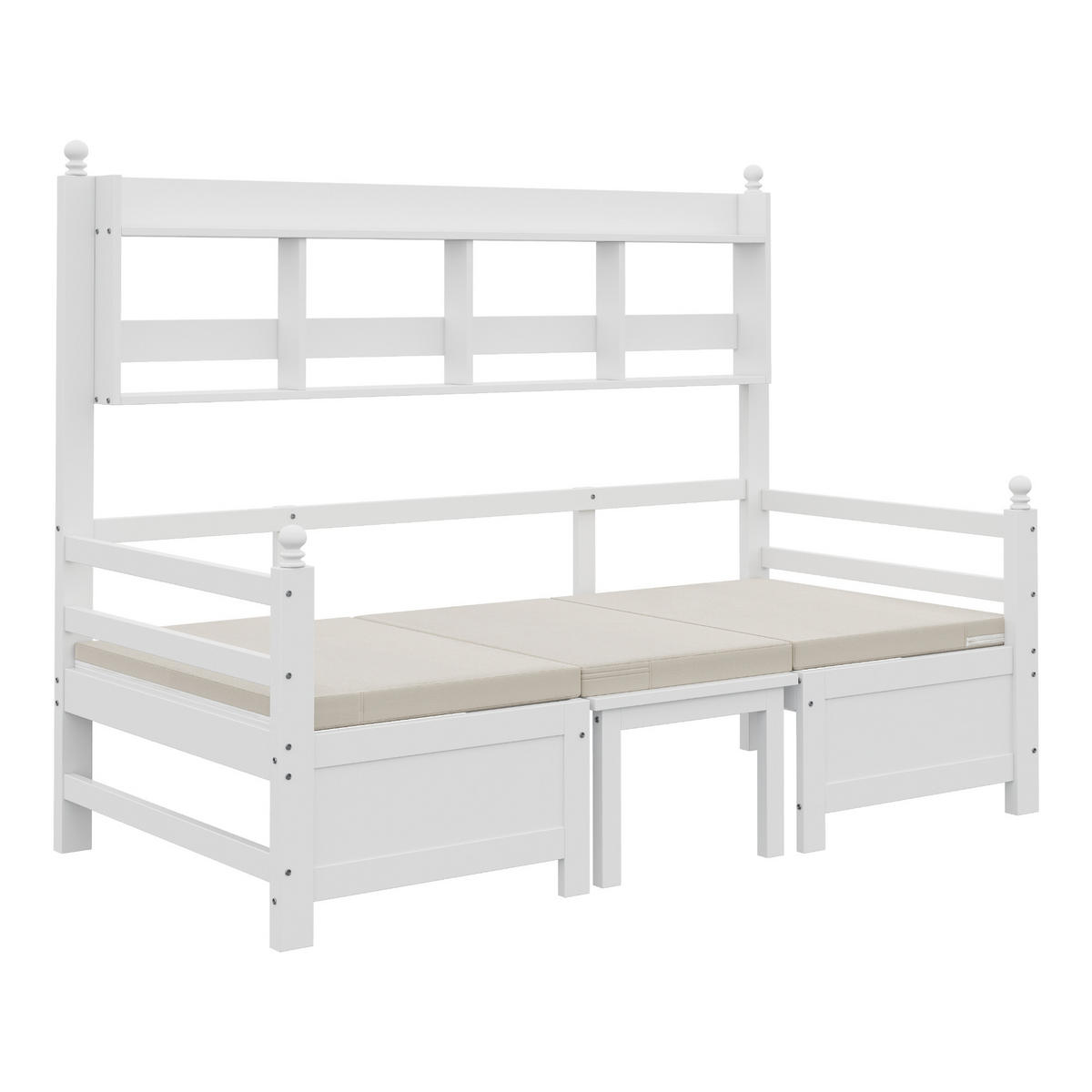 BETT multifunktional 2-in-1 Tisch und Bett Weiß 90/200 cm - Weiß, Holz (90/200cm) - OKWISH