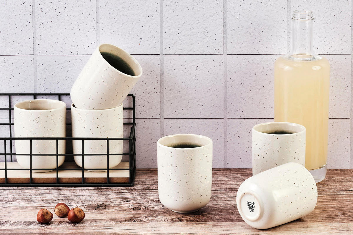 BECHER Oxygen 300ml - 6er-Set - Graugrün - Grün, Keramik (0.3L) - Björn