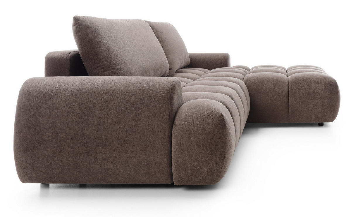 ECKSOFA 280 cm Valerio mit Bettkasten, 280 cm, Rechts, Schlaffunktion, Braun - Braun, Holz (177/280cm) - Emporius