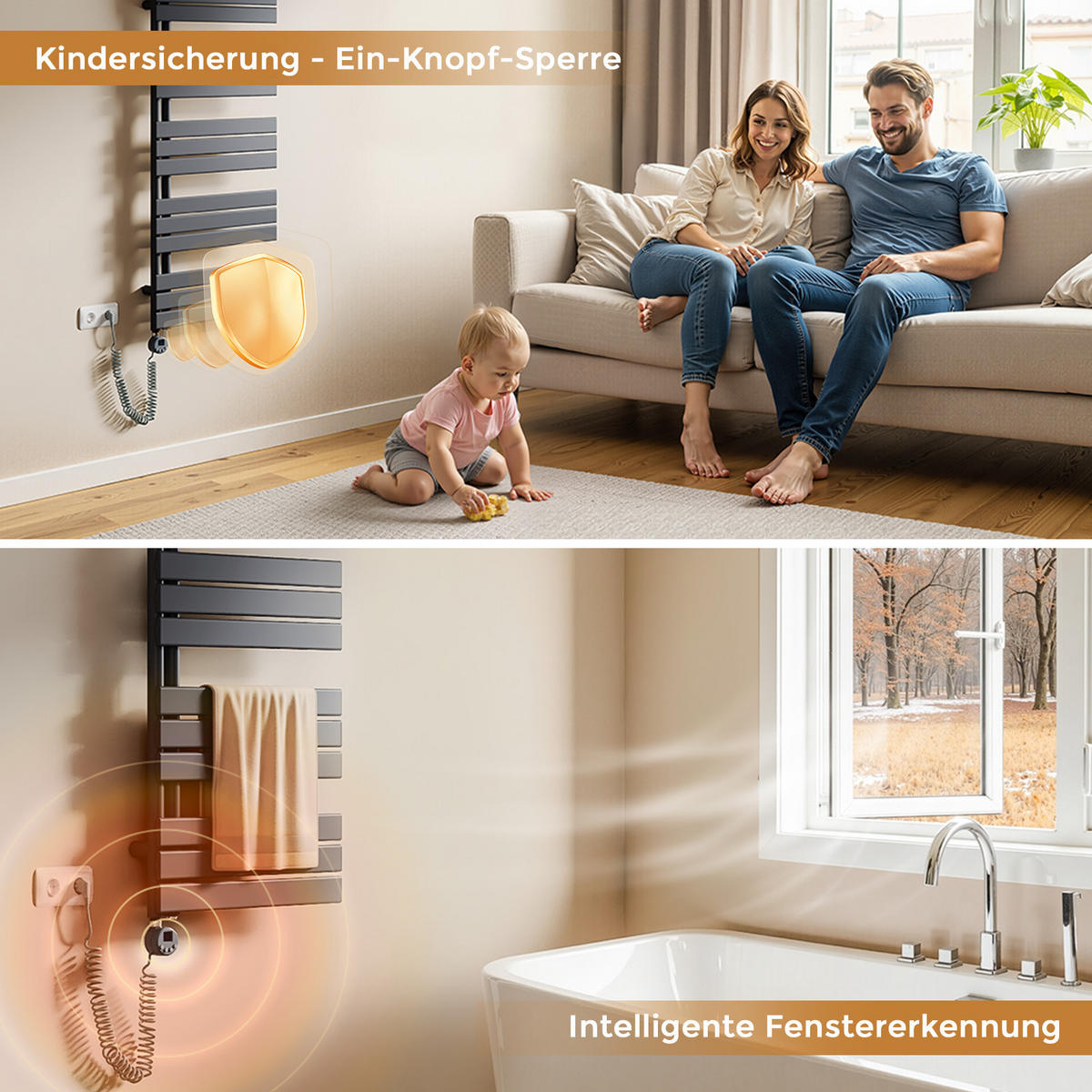 HEIZSTAB 600 W Anthrazit mit WLAN-Thermostat G1/2" für Handtuchheizkörper und Badheizkörper - Anthrazit, Metall (6.9/62/6.2cm) - S'AFIELINA