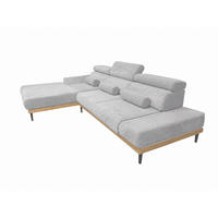 ECKSOFA MONTERO links, hellgrau, elektr. Sitztiefe & Kopfstützen - Hellgrau/Schwarz, Textil/Metall (316/205cm) - KS Home Concept