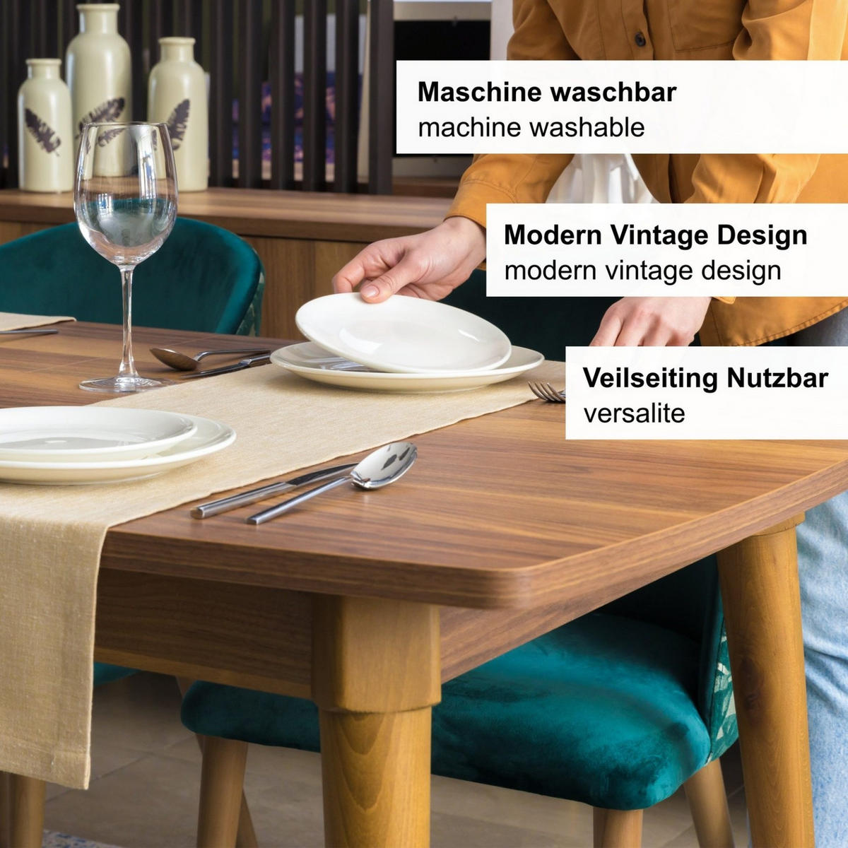 TISCHLÄUFER Beige 40×160cm Leinenoptik, wasserabweisend & waschbar, elegante Tischdeko für Esstisch - Beige, Textil (40/160cm) - SHOPENTRA