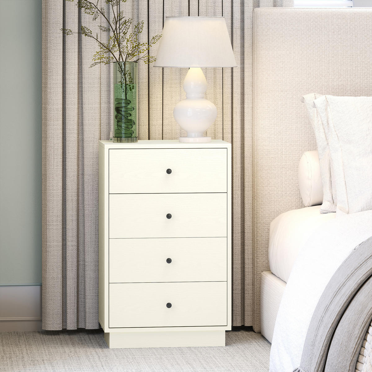 KOMMODE Creme 47/29/75 cm - Creme/Schwarz, Holzwerkstoff (29/75/47cm) - PANGIVO