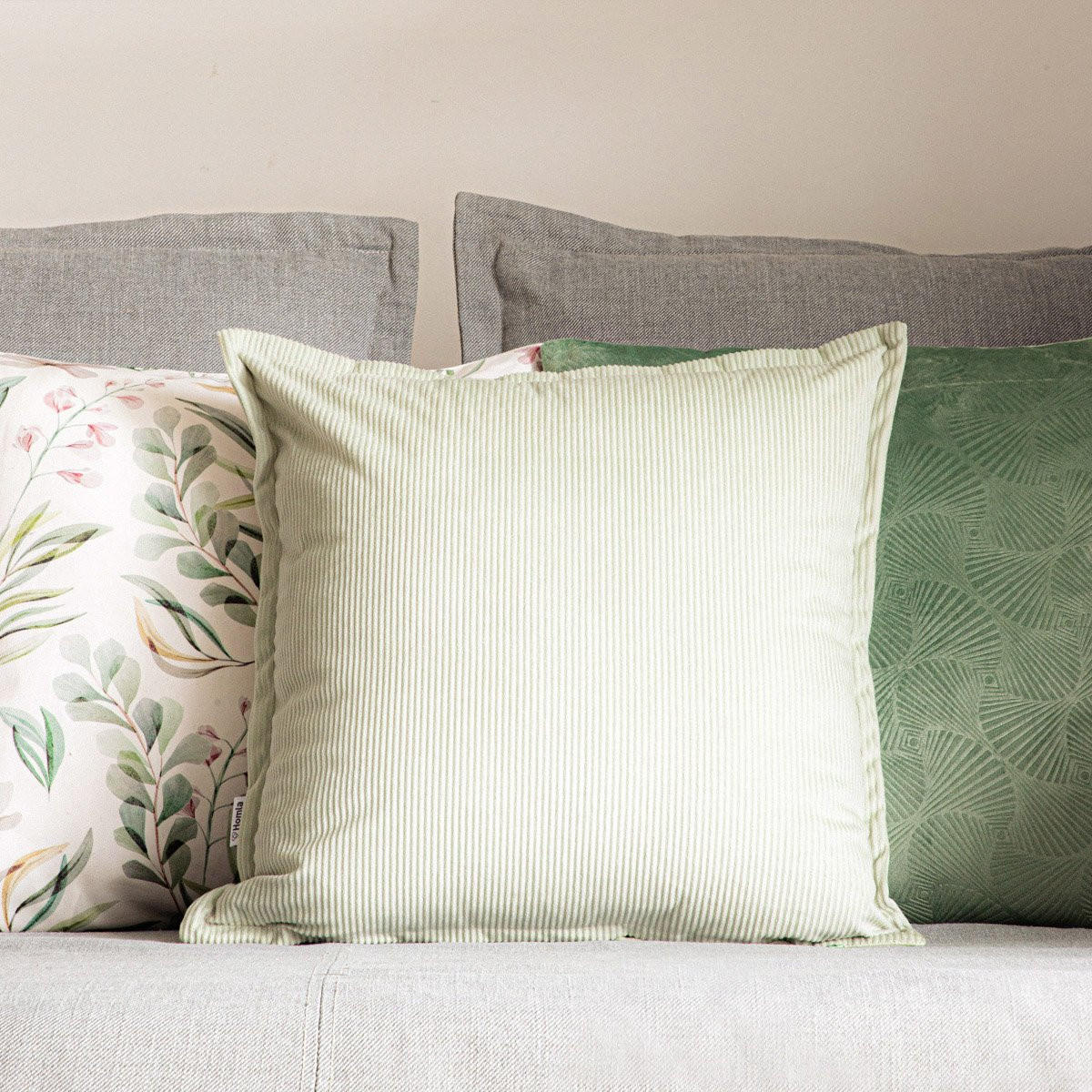 KOPFKISSENBEZUG Nantu Pistazie 45/45 cm - Hellgrün, Textil (45/45cm) - Homla