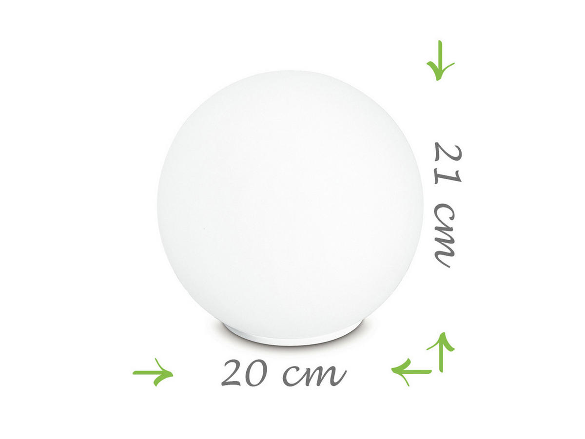 LED-TISCHLEUCHTE Glaskugel Lampenschirm, Ø20cm - Weiß, Glas/Metall (20/20/21cm) - meineWunschleuchte