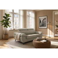 2,5-SITZER Karlstad Chenille Grün verstell. Kopfstützen B 194 cm - Jadegrün, Kunststoff/Textil (194/84/100cm) - foamnova