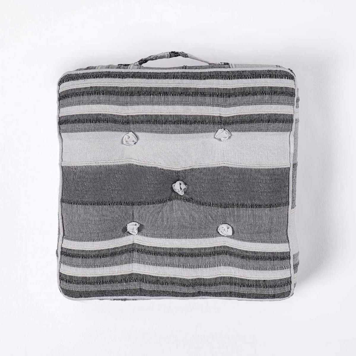 SITZKISSEN Morocco grau gestreift 40/40/8 cm - Grau, Textil (40/40/8cm) - Homescapes