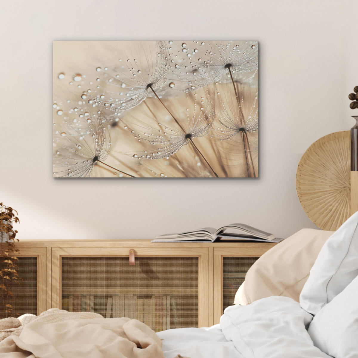 AKUSTIKBILD Löwenzahn - Abstrakt - Natur - Beige Wanddeko 70x50 cm - Braun, Kunststoff (70/50/0.9cm) - MuchoWow