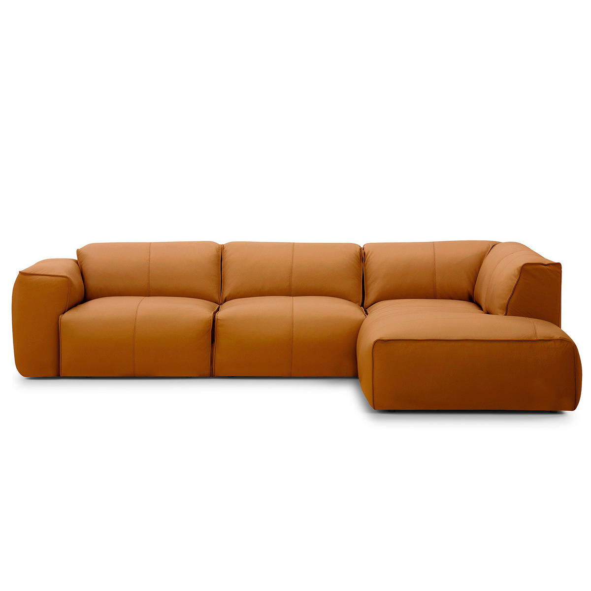 3-SITZER ECKSOFA mit Recamiere - Cognac/Schwarz, Leder/Kunststoff (295/231cm) - home24