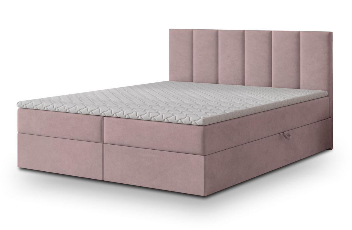 BOXBETT MERIL 160x200 cm mit Matratze und Topper - Rosa - Rosa, Holz (160/200cm) - MASSENO