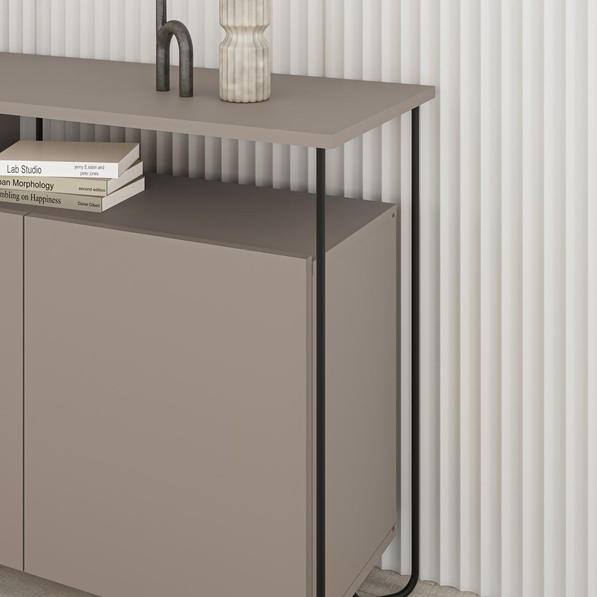 SIDEBOARD 3 Türen mit Metallfüßen B130 cm - DILLY - Braun, Holzwerkstoff (40/80/130cm) - Calicosy