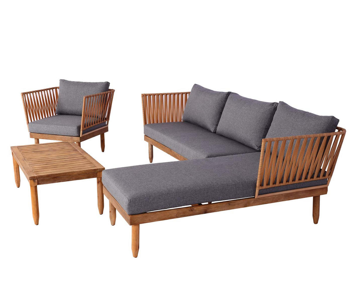 GARTENGARNITUR Gartenset Dunkelgrau - Grau, Holz - PROREGAL