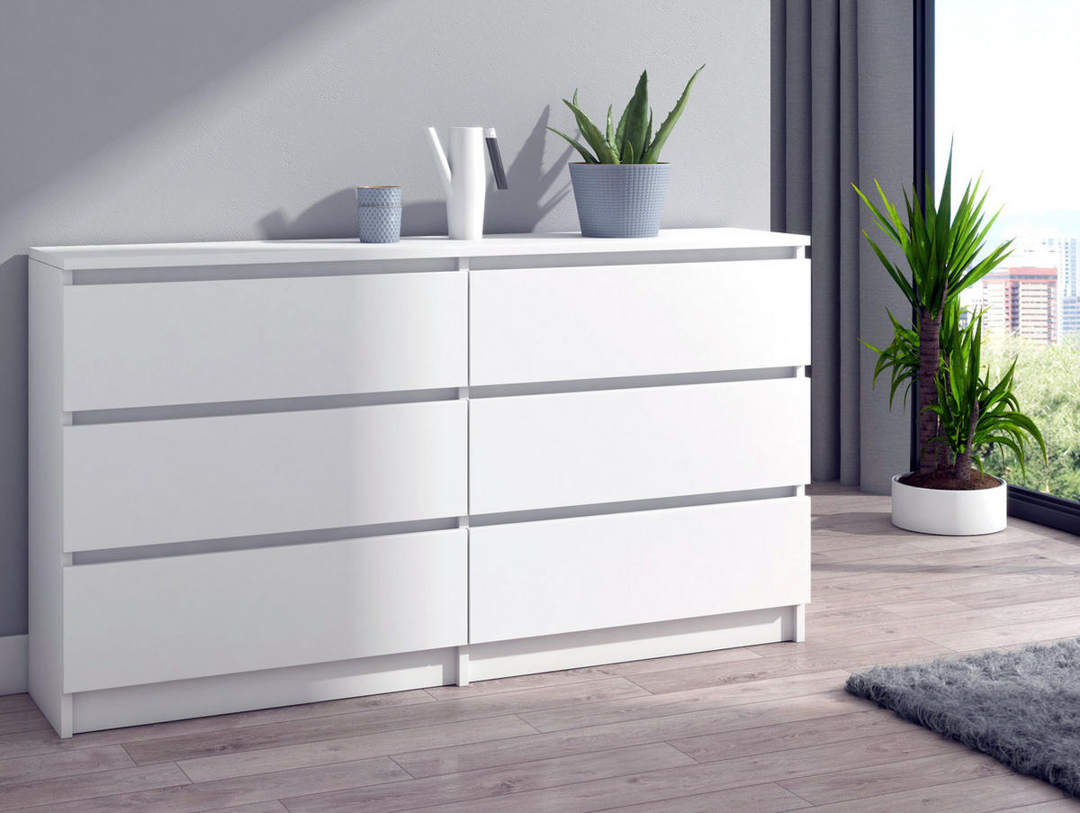 KOMMODE bella6 140 Weiss mat - Weiß, Holzwerkstoff (140/76/35cm) - roe furniture