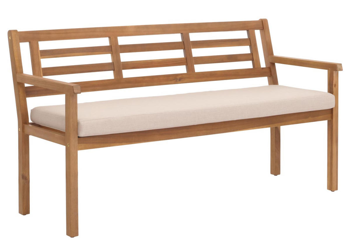 GARTENBANK 82x145x59cm Kissen Creme-Beige - Braun, Holz (145/82/59cm) - PROREGAL