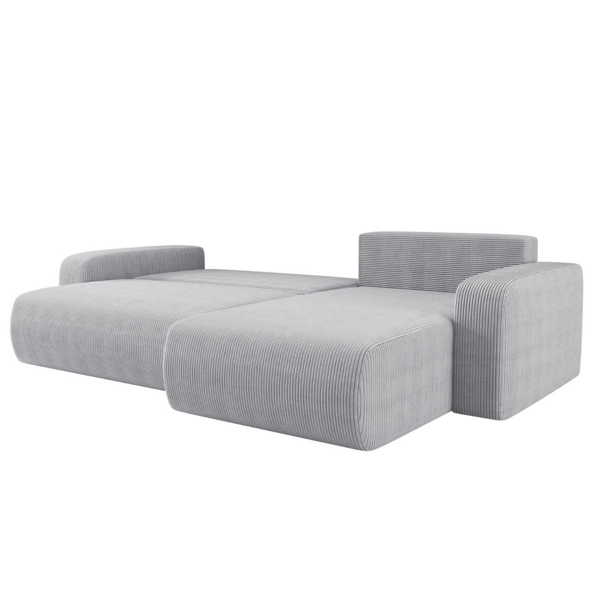 SCHLAFSOFA MILANO XL und bettkasten stoff Poso Dicker Cord Grau Rechts - Grau, Holz (274/82/145cm) - Kaiser Möbel