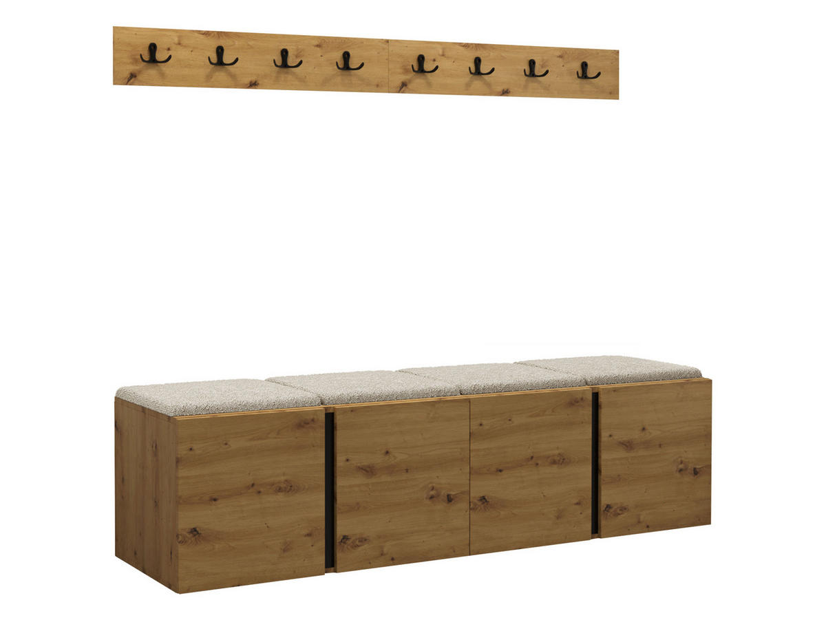 GARDEROBEN-SET Orion VII - Creme/Eiche Artisan, Holzwerkstoff/Kunststoff (168/42/46cm) - MIRJAN24