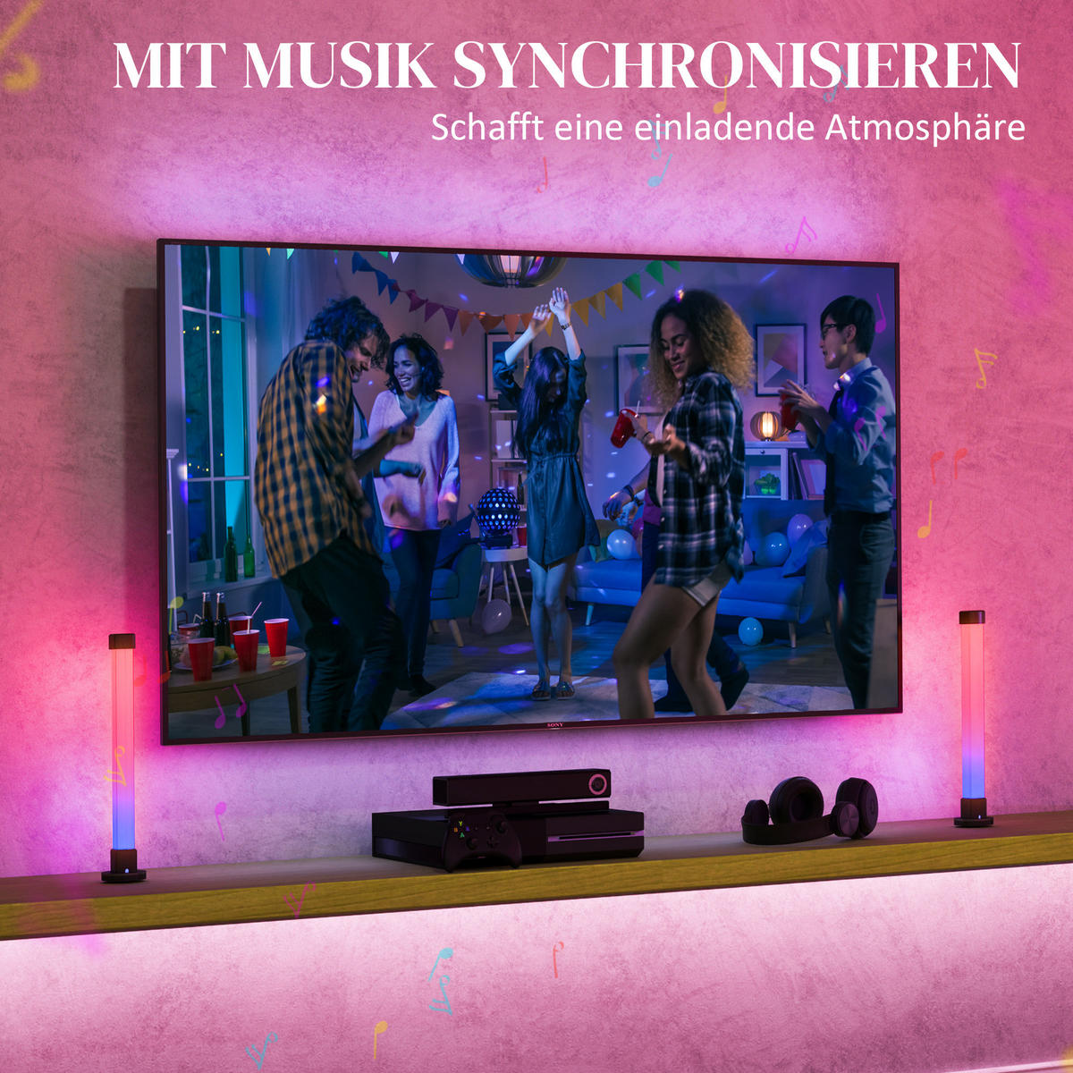 TISCHLAMPE 2er-Set, App- und Fernsteuerung, Weiß - Weiß, Kunststoff (6/6/32.5cm) - HOMCOM