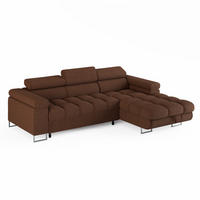ECKSOFA CLOUD Rechts Kupferfarben L-Form Bouclé-Stoff mit Schlaffunktion und Bettkasten - Chromfarben/Kupferfarben, Holz/Metall (175/235cm) - Barchello