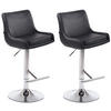 BARHOCKER 2er Set Lederlook schwarz - Chromfarben/Schwarz, Textil/Metall (43/90/50cm) - CLP