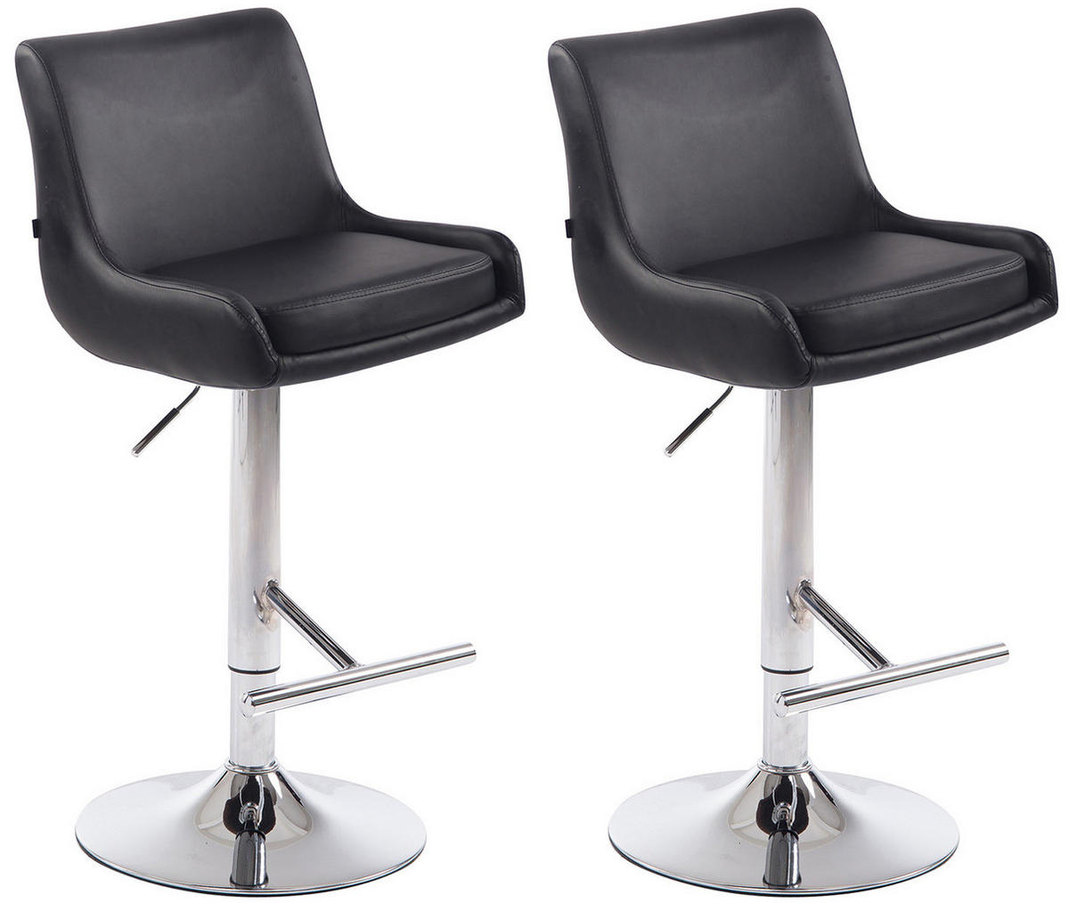 BARHOCKER 2er Set Lederlook schwarz - Chromfarben/Schwarz, Textil/Metall (43/90/50cm) - CLP