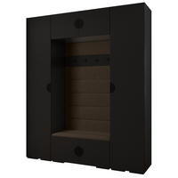 GARDEROBEN-SET 236,7/200/47 - Schwarz/Braun, Holz/Metall (200/236.7/47cm) - Abiks Möbel