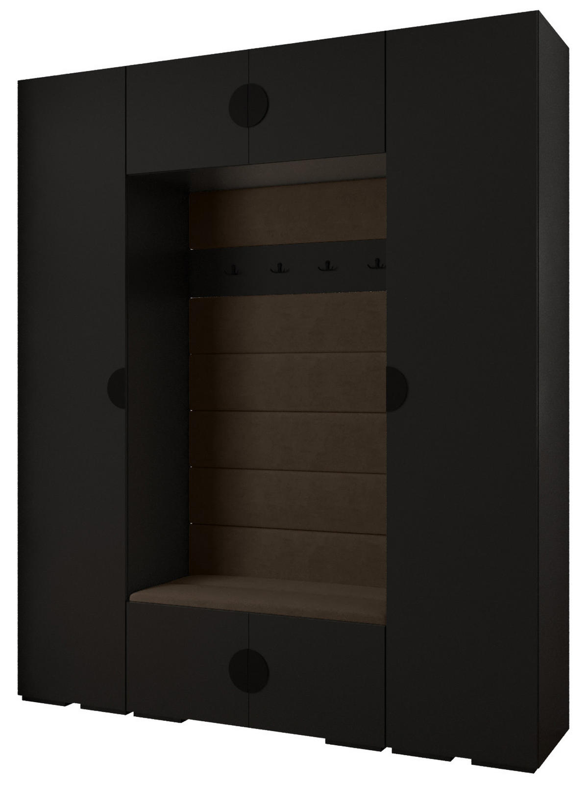 GARDEROBEN-SET 236,7/200/47 - Schwarz/Braun, Holz/Metall (200/236.7/47cm) - Abiks Möbel